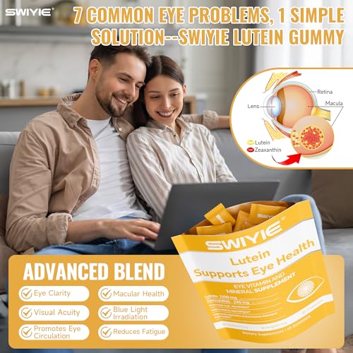 Lutein Gummies – Eye Vitamin and Mineral Supplement with 20mg Lutein & 4mg Zeaxanthin – Gummy Vitamins for Eye Health Support – Naturally Flavoured, 60 Gummies