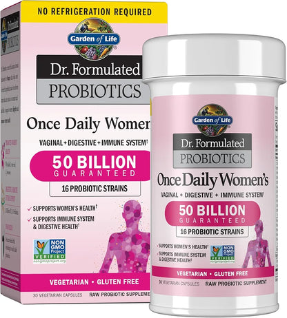 Garden of Life Dr. Formulated Once Daily Probiotics for Women, 50 Billion CFU, 16 Strains, 30 Capsules