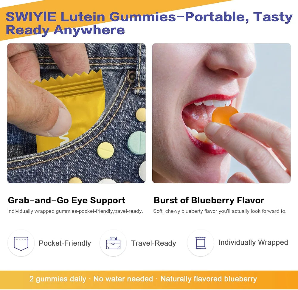 Premium Lutein & Zeaxanthin Eye Health Gummies - 20mg Lutein, 4mg Zeaxanthin - Naturally Flavored Supplement, 60 Count