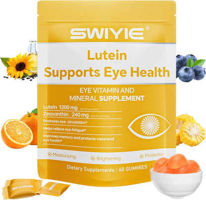 Lutein Gummies – Eye Vitamin and Mineral Supplement with 20mg Lutein & 4mg Zeaxanthin – Gummy Vitamins for Eye Health Support – Naturally Flavoured, 60 Gummies