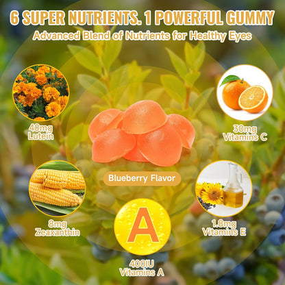 Lutein Gummies – Eye Vitamin and Mineral Supplement with 20mg Lutein & 4mg Zeaxanthin – Gummy Vitamins for Eye Health Support – Naturally Flavoured, 60 Gummies