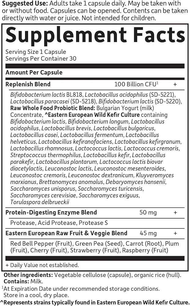 Garden of Life Raw Probiotics for Women and Men, 100 Billion CFU, High-Potency Digestive Enzyme Supplement, 30 Shelf-Stable Capsules