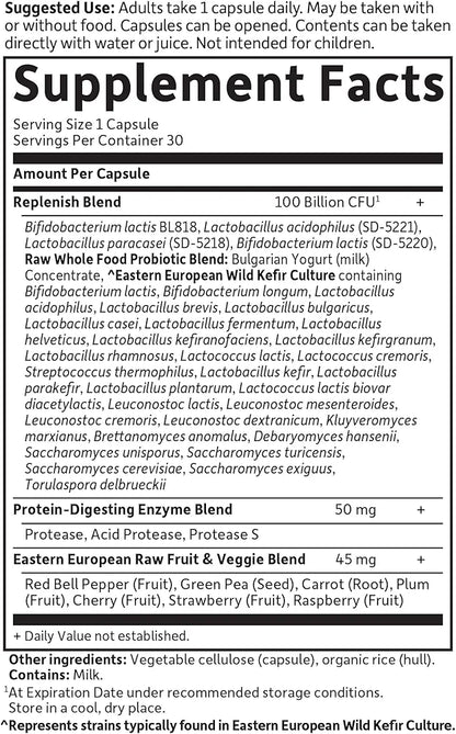 Garden of Life Raw Probiotics for Women and Men, 100 Billion CFU, High-Potency Digestive Enzyme Supplement, 30 Shelf-Stable Capsules