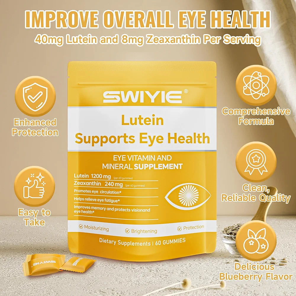 Premium Lutein & Zeaxanthin Eye Health Gummies - 20mg Lutein, 4mg Zeaxanthin - Naturally Flavored Supplement, 60 Count