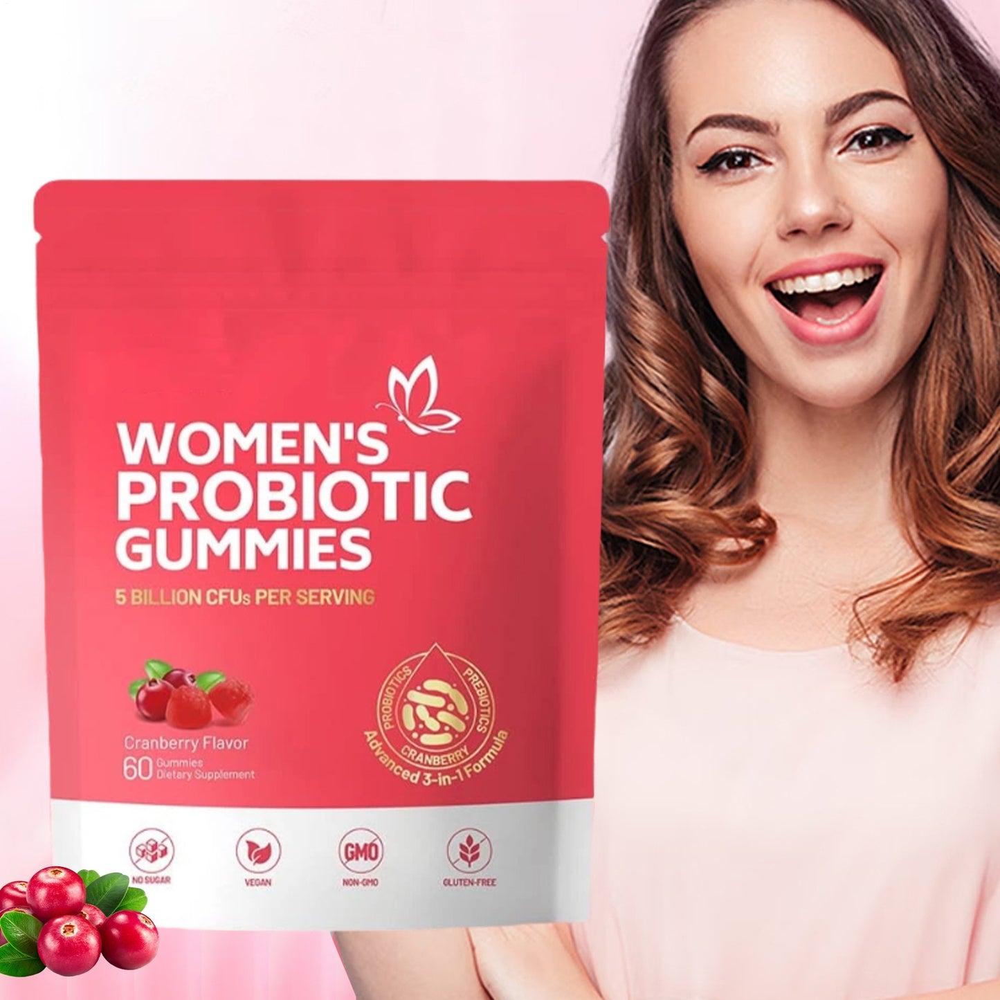 Women's Vaginal Probiotic Gummies 60ct pH Balance Support Healthy Odor Control