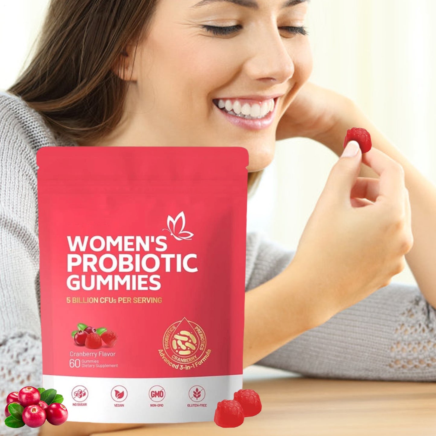 Women's Vaginal Probiotic Gummies 60ct pH Balance Support Healthy Odor Control